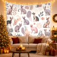 thumbnail image 3 of Cats Scattered Linear with Arrangement Sphynx Bohemian, Nostalgic Vintage for Botanical Art Lovers, Wall Decor, Valentine'S Day Gift, Tapestry Wall Hanging for Dorm and Living Room, 3 of 7