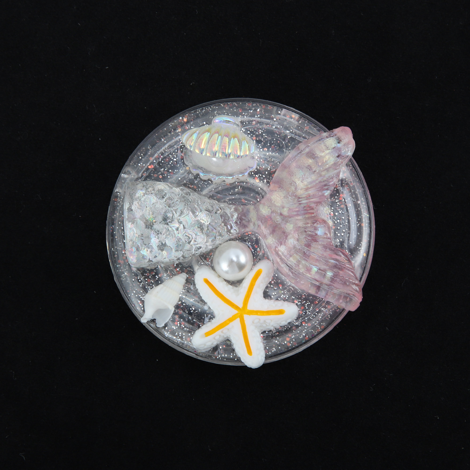 Unique Bargains Glitter Ocean Mermaid Phone Grip 1 Pc Silver Tone
