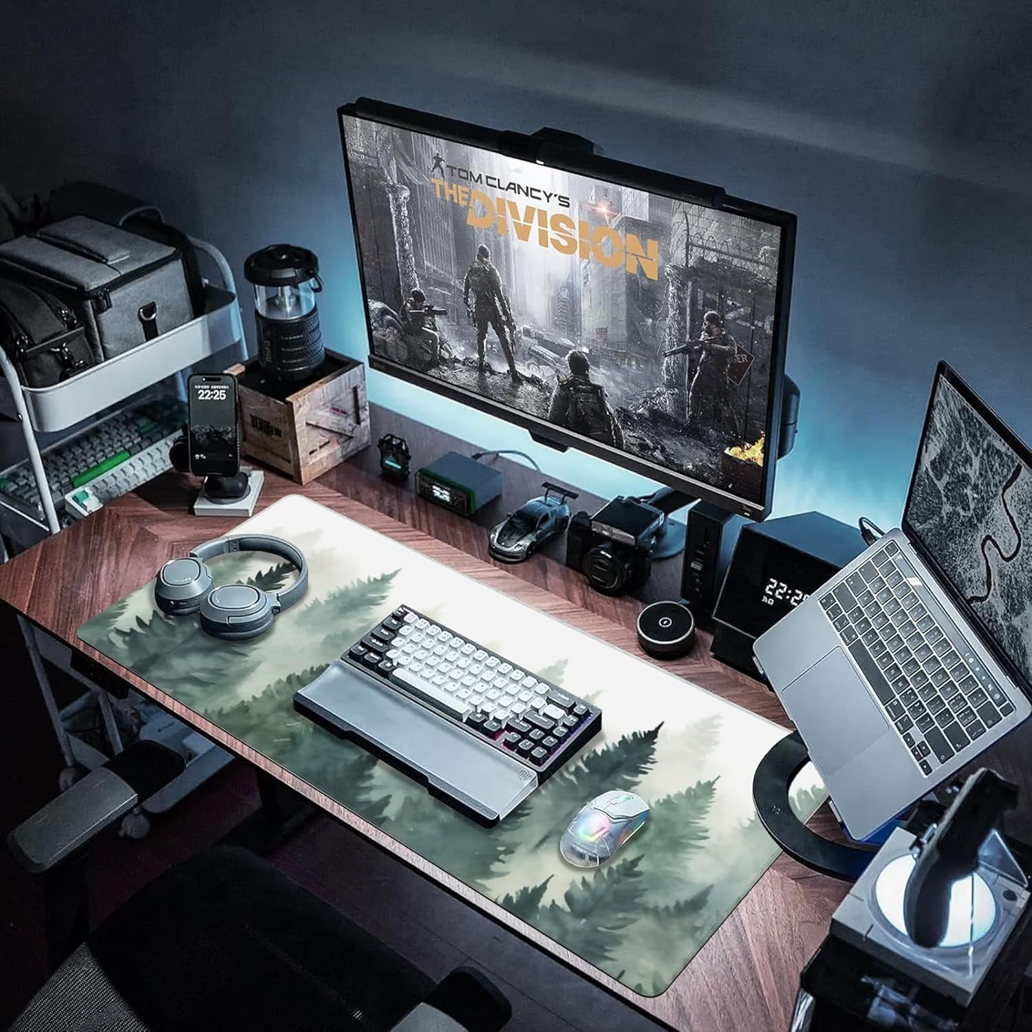 Extended Large Gaming Mouse Pad, Misty Forest Large Desk Mat for Desktop XXL, Non-Slip Rubber Base Stitched Edges Long Computer Keyboard Desk Pad Mouse Mat for Gaming Home Office 35.4"X15.7"