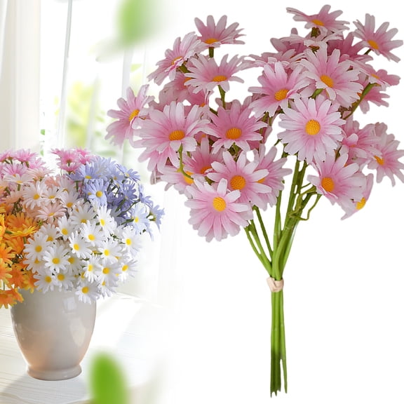 Artificial Flowers 1Bundle 10.63*5.51Inch Artificial Daisy Flowers UV Resistant Outdoor Fake Wildflowers with Stems Faux Greenery Shrubs Plants Arrangements for Home Garden Vase Decor,Deep Pink