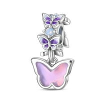 KUNSIR 925 Sterling Silver Romantic Butterfly Dangle Charm For Bracelet Charm