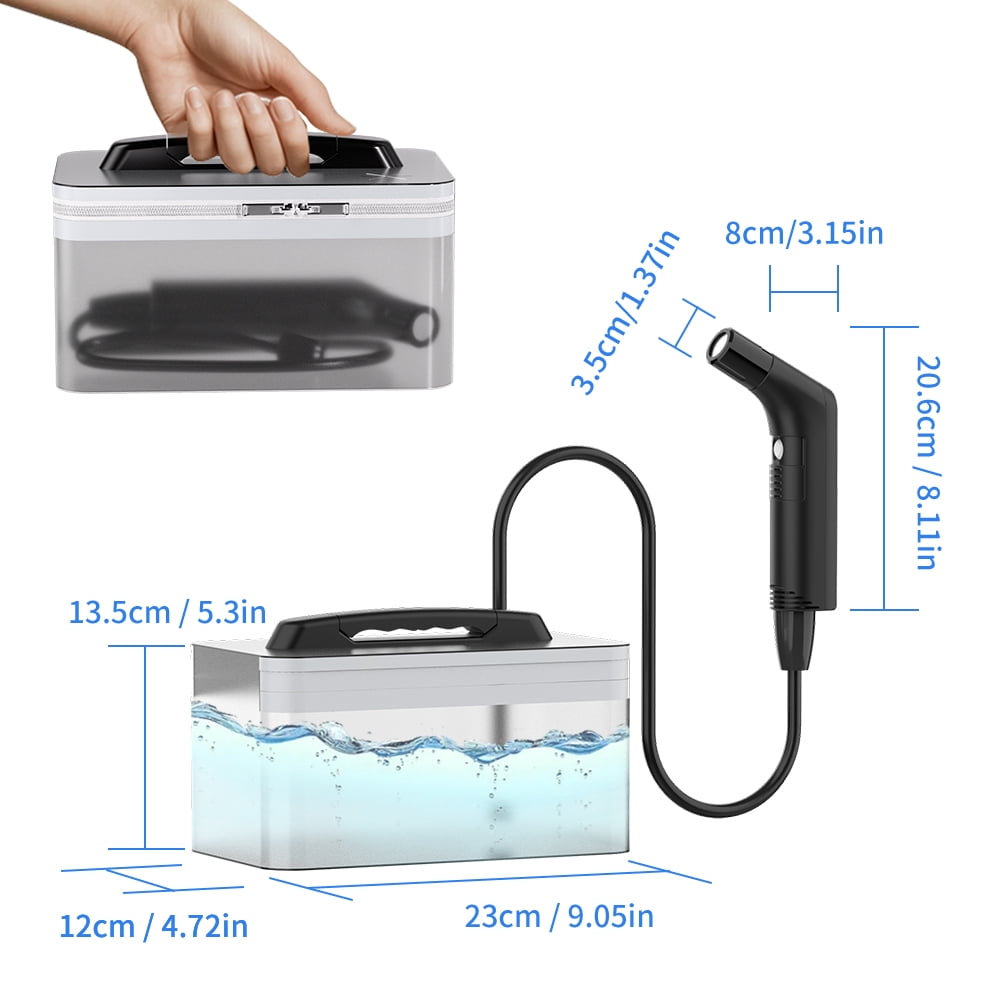WOWER Electric Handheld Bidet, Dual Pressure Mode, Portable Bidet with Rechargeable 800mAh Battery, Collapsible 2300mL Water Tank Included