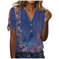 thumbnail image 2 of Fiudx Tops para Mujer Blusa de Manga Corta de Verano con Cuello En V para Mujer, Sexy, Informal, con Estampado Regular, 2 of 5