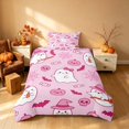 thumbnail image 2 of Homewish Halloween Cute Pink Ghost Twin Duvet Cover for Girls, Candy Bat Pumpkin Twin Bedding, Blush Magenta, Pink Reversible 2 Pieces, 1 Duvet Cover and 1 Pillowcase, 2 of 5