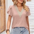 thumbnail image 5 of Birdeem Blouse Mode Femme Manches Courtes Col en V Ample Manches Bouffantes Imprimé, 5 of 5