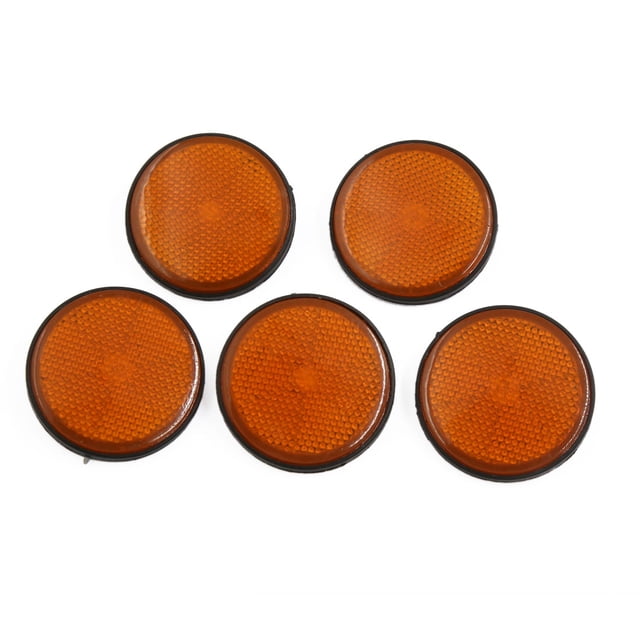 Unique Bargains 5 Pcs Orange Black Round Light Reflective Reflector for Bicycle Motorcycle