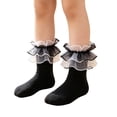 thumbnail image 2 of CHCNHAC 3 Pairs Baby Girl Lace Socks, Black Cotton Ruffle Socks for Infants, Soft Princess Frilly Socks for Ballet Dance & Photo Props, 2 of 6