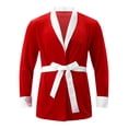thumbnail image 5 of renvena Men's Velvet Christmas Robe Xmas Party Holiday Santa Claus Kimono Bathrobe Shawl Sleepwear, 5 of 7