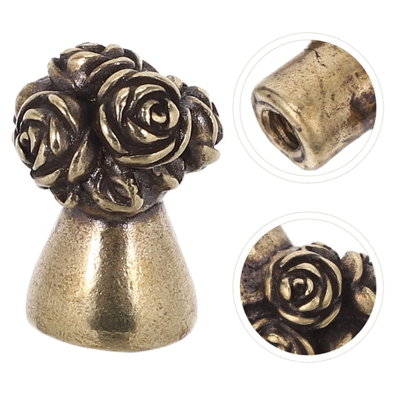 LOLIPPYY Vintage Brass Cabinet Handle with Floral Rose Bouquet Design, Brass Hardware for Home Cabinets and Drawers