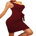 thumbnail image 4 of Women‘s Summer One Shoulder Cutout Sleeveless Bodycon Mini Short Dress, 4 of 7