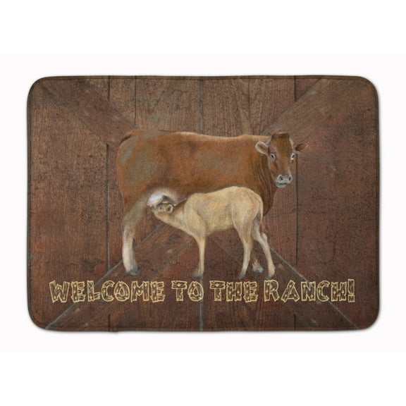 Welcome to the Ranch with Cow and Baby Machine Washable Memory Foam Mat