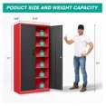 thumbnail image 3 of 6 Tier Garage Storage Cabinet with 5 Adjustable Shelves,Metal Storage Cabinet with Lock,Red Black Metal Cabinet with Locking Doors,Steel Locker,71" Lockable Storage Cabinets for Home,Office,Garage, 3 of 8