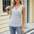 thumbnail image 5 of Women's New Summer Button Fashion Sleeveless T Shirt V Neck Smocked Vest Athletic Women Tops Top Women Birthday Top Women Muscle Womens Beaded Womens Top Loose Top Layering Active Top Set Women 2x, 5 of 8