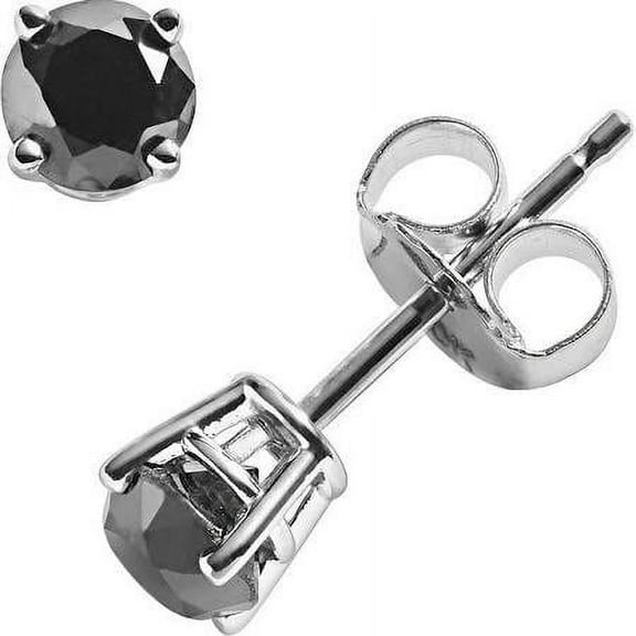 14K White Gold 0.50 CTTW Black Diamond Stud Earring