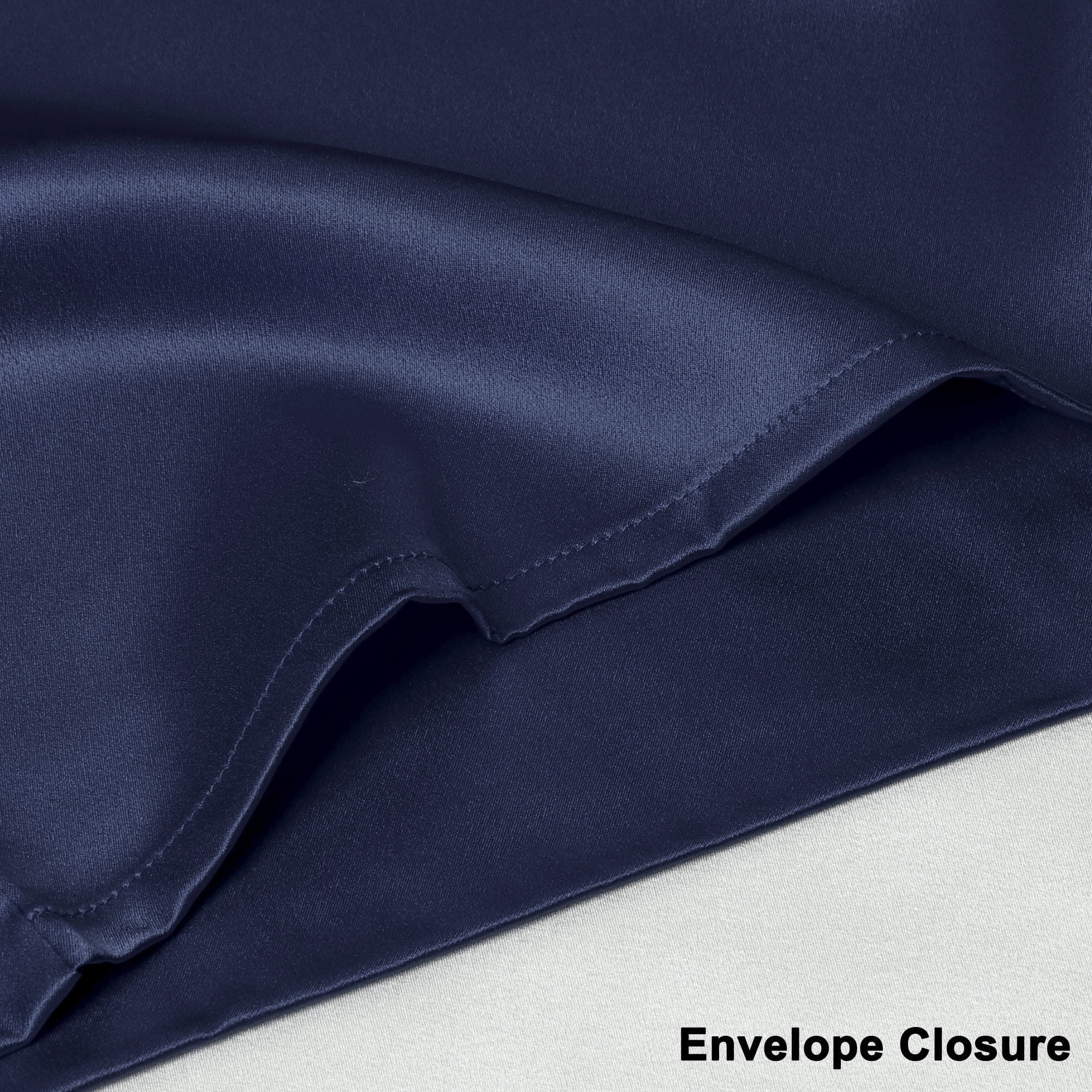 Unique Bargains 19 Momme Silk Pillowcase Envelope Closure Navy King