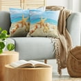 thumbnail image 5 of Ambesonne Summer Throw Pillow Cover 2 Pack, Beach Sand with Starfish, 20", Aqua Ivory Mustard, 5 of 5