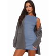 thumbnail image 3 of Women'S Summer Sleeveless Boat Neck Mini Dress Slim Fit Party Club Bodycon Dresses Gray Blue M, 3 of 7