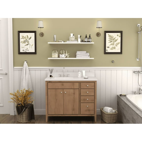 Tennant Brand 42" Wood Finish Bathroom Vanity with White Quartz Top