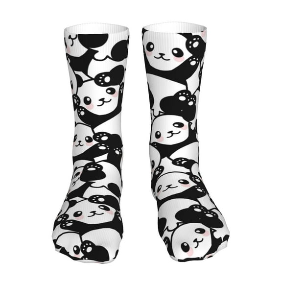 KLL Cute Panda (3) Print Womens Crew Socks Athletic Middle Tube Long Socks Novelty Socks Gifts For Men