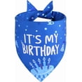 thumbnail image 2 of Dog Birthday Bandana Blue Boy XLarge 1PCS, Durable Triangle Reversible Scarf Bibs Handkerchief for Puppy Pet, 2 of 5
