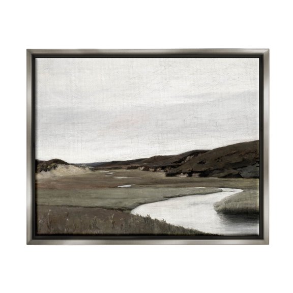 Rural Stream Classic Landscape Landscape Painting Luster Gray Framed Art Print Wall Art