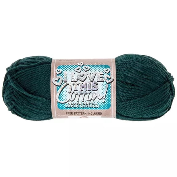 I Love This Cotton Yarn, Medium Weight 100% Cotton, 180 Yards, Forest Green