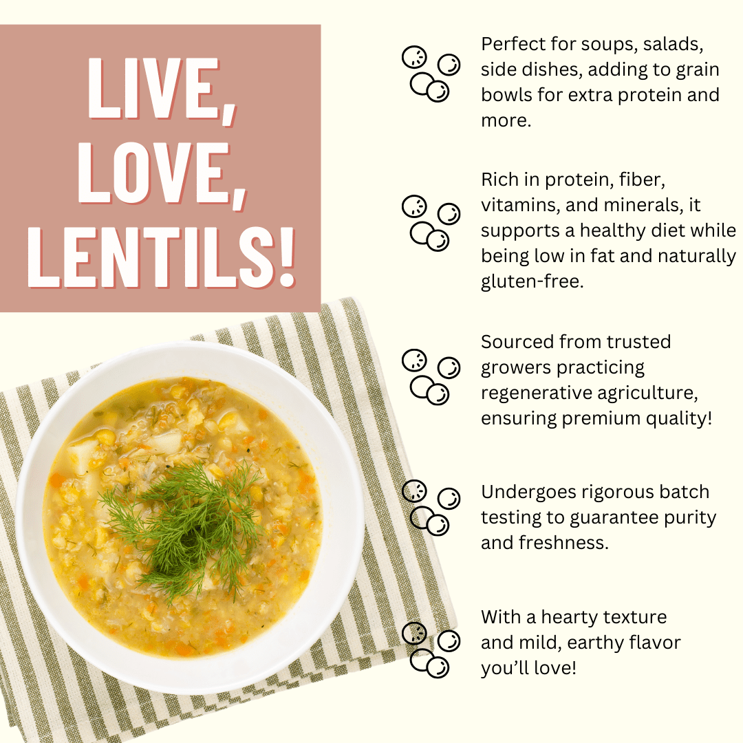 Lentil, Green, 40LB Emergency Bucket, USDA Certified Organic & GMO Free, Sustainable Farming Practices-Mountain High Organics