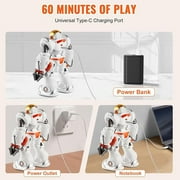 RUIG Programmable LED RC Robot Toys -Smart Programmable,Dancing Remote Control Robot with 50 Actions,Supporting 24 Changing Expression,Interactive 14 Walking Singing Dancing Robot,Launcher