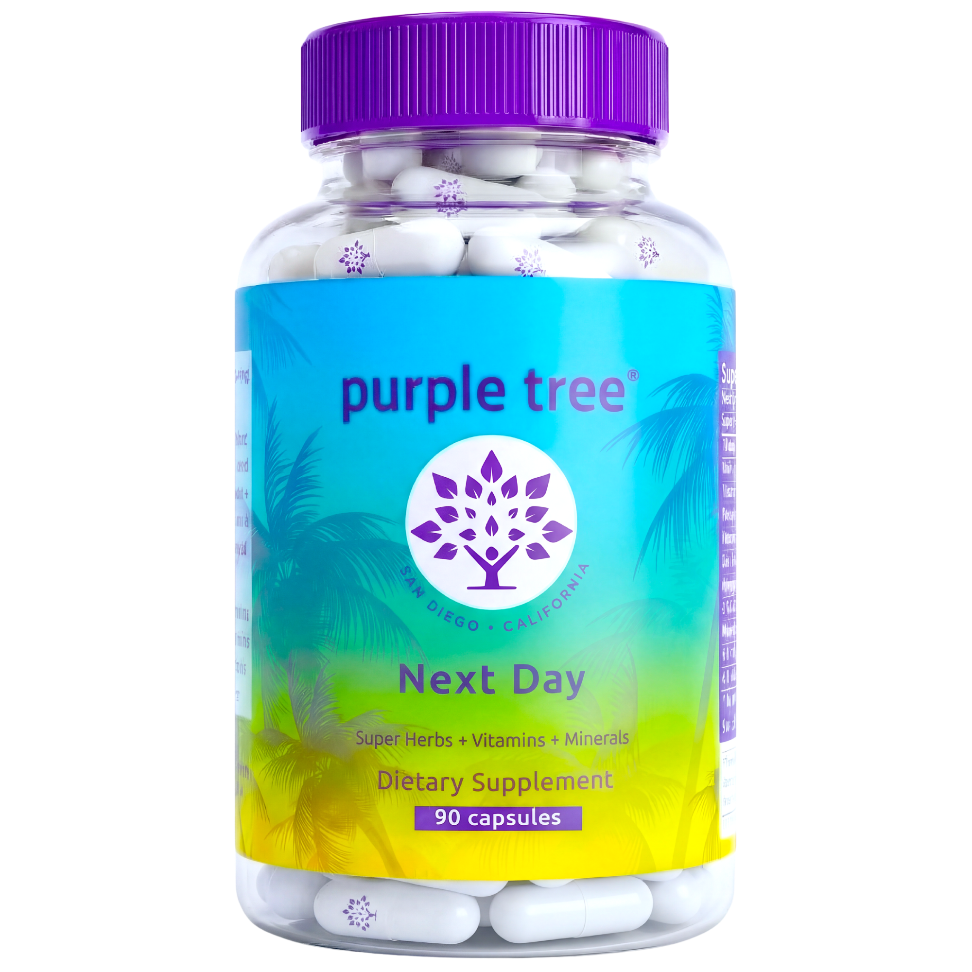 Purple Tree Next Day, Post-Drink Morning Wellness Supplement - Ashwagandha, Milk Thistle, 90 Pills