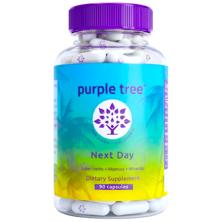 Purple Tree Next Day, Post-Drink Morning Wellness Supplement - Ashwagandha, Milk Thistle, 90 Pills
