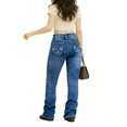 thumbnail image 3 of QERINTE Womens Plus Size boot cut Jeans High Waisted Stretchy Embroidered Jeans Curvy, 3 of 5