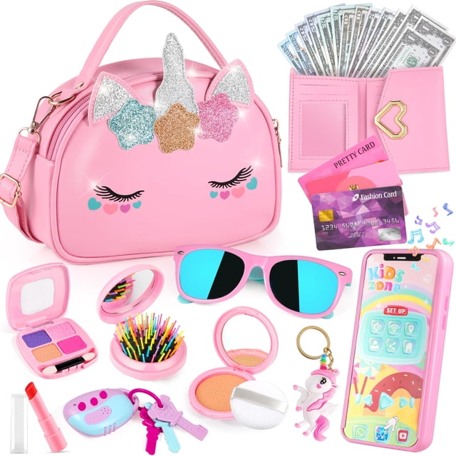 Monedero de juguete GIFTINBOX con forma de unicornio con maquillaje simulado para niñas de 3 a 8 años
