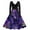 #+001Purple, variant on Hogleaql Mardi Gras Dresses Womens Vintage V-Neck Long Sleeve A-Line Carnival Mask Graphic Midi Dress Swing Belted Cozy Trendy Clothing Green L