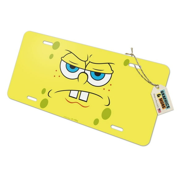 SpongeBob Angry Face Novelty Metal Vanity Tag License Plate