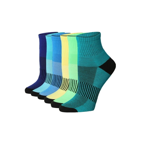 Tipi Toe Women's Athletic Quarter Socks 6-Pack Moisture-Wicking Performance Sport Anklets