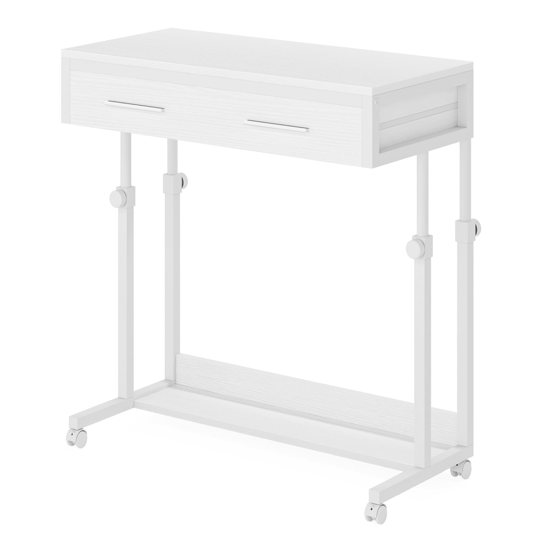 Fnova Mobile Desk with Drawers, Portable Laptop Desk on Wheels, Sofa Side Table, Bed Desk, Small Standing Desk for Home Office