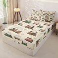 thumbnail image 2 of Castle Fairy Vintage Steam Train Zipper Twin Comforter Sets with Fitted Sheet and 2 Pillowcases,Cloudy Railroad Print Zipper Bedding Set for Bedroom,Beige Red Green,4-Piece,Grey Reversible, 2 of 6