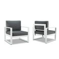 thumbnail image 2 of Home Square 3 Piece Patio Garden Set with Bench and 2 Patio Chairs in Gray/White, 2 of 13