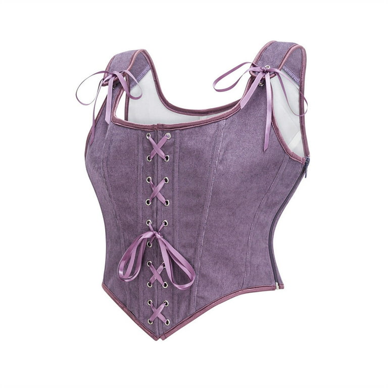 ZVAVZ corsets for women Vintage Grommet Lace Up Tie Front