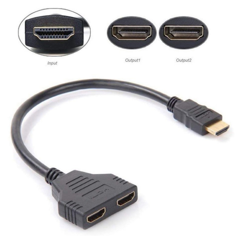 HDMI Male to Dual HDMI Female 1 to 2 Way HDMI Splitter Adapter Cable