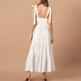 thumbnail image 3 of Vestido con tirantes y cuello en V, cintura delgada, dobladillo grande, tela de punto redondo para verano, blanco S, 3 of 5