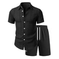 thumbnail image 2 of QSAWXQZ Men's Jacquard 2PC Button Down Set Lapel Short Sleeves Shirt Elastic Waist Shorts with Pockets Beach Outfit for Vacation S, 2 of 7