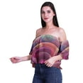 thumbnail image 3 of Moomaya Womens Printed Off The Shoulder Crop Top Flounce Sleeve Summer Clothing Boho Blouse, 3 of 6