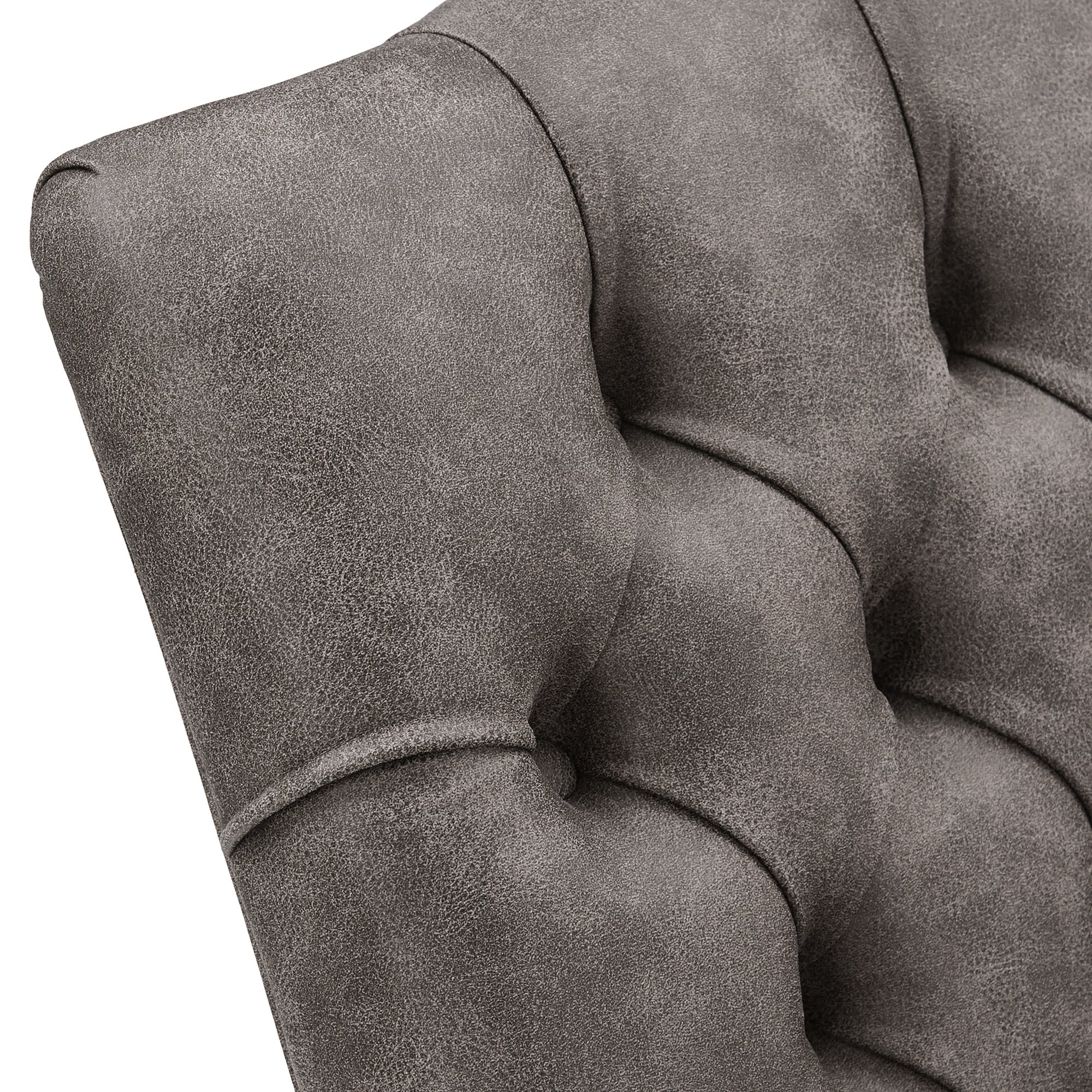 Weston Home Ridgemere Light Distressed Natural Finish Polished Microfiber Tufted Dining Chair, Gray Polished Microfiber