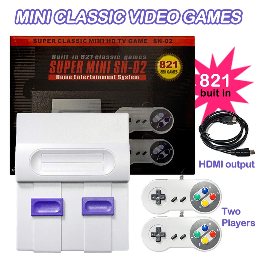 Classic Retro Mini Game Console,HDMI HD Built-in 821 Classic Games with 2 Controllers Children Gift Birthday Gift Happy Childhood Memories 