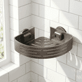 thumbnail image 3 of Corner Shower Caddy Suction Cup,  Corner Shower Shelves No Drilling,  Aluminum Upgrade Suction Cup Shower Organizer with Towel Bar & Hooks Removable Bathroom Storage Rack(2 Pack, Matte Gray), 3 of 5