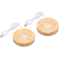 thumbnail image 1 of PATIKIL 4 Inch Wooden LED Light Base, 2pcs Wood Light Display Base Stand Lighting with Switch for 3D Crystal Glass Aroma Stone Art, Colorful Light, 5V DC, 1 of 7