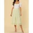 thumbnail image 2 of Unique Bargains Women's Floral Print Elastic Waist Ruffle Maxi Tiered Skirt, 2 of 6