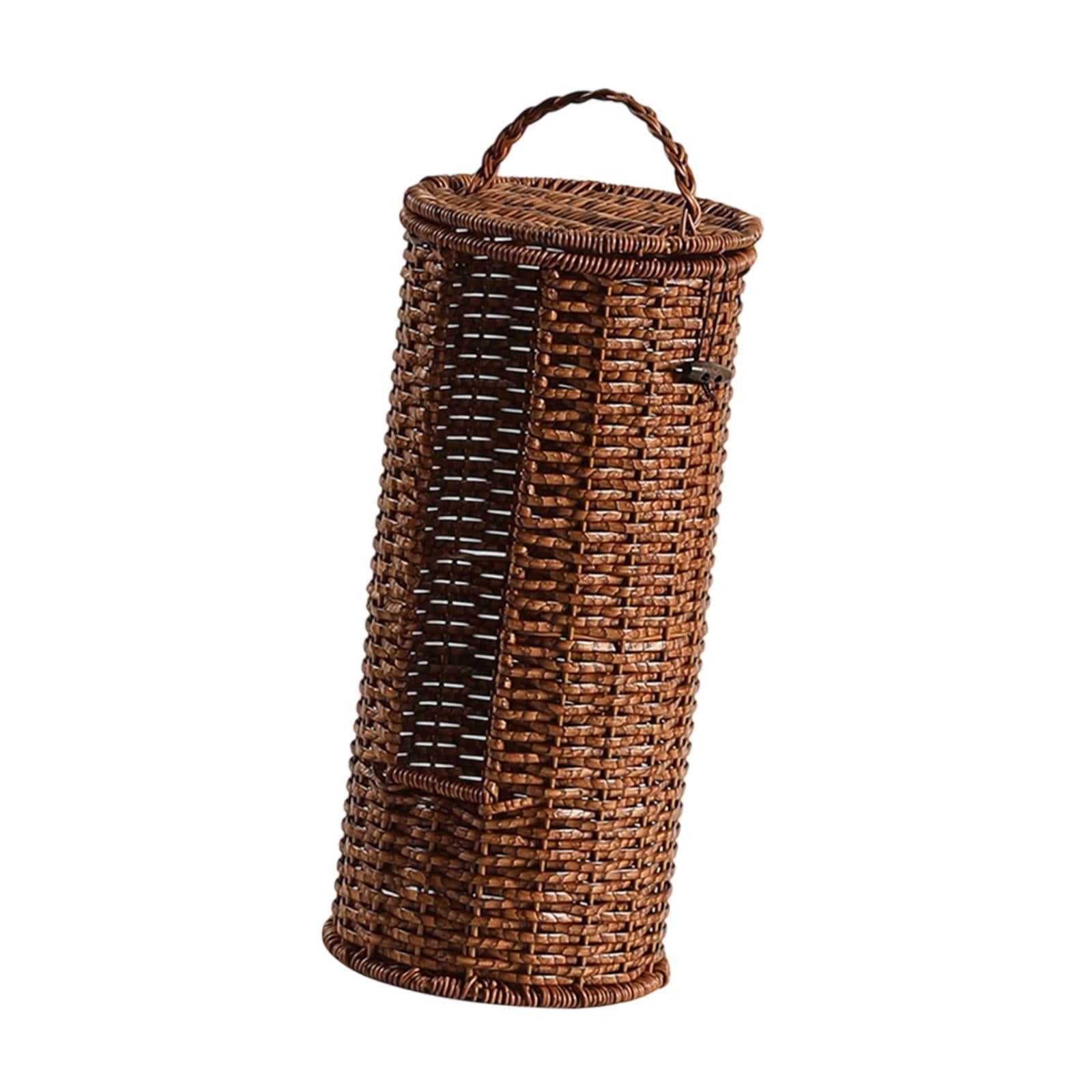 Toilet Roll Holder Toilet Paper Storage Stand Bathroom Organizer Compact PE Woven Design with Lid for Lavatory Office
