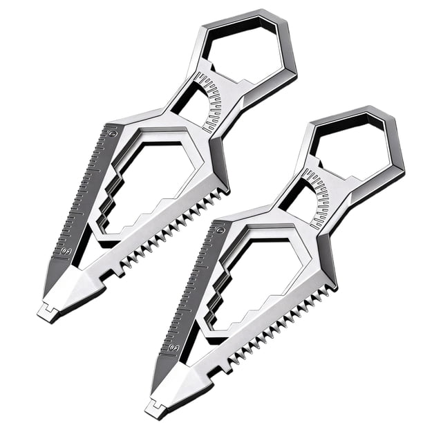 Llavero de acero inoxidable 9 en 1, abridor de botellas portátil, transportador, regla, destornillador, llave inglesa, herramienta EDC de bolsillo.